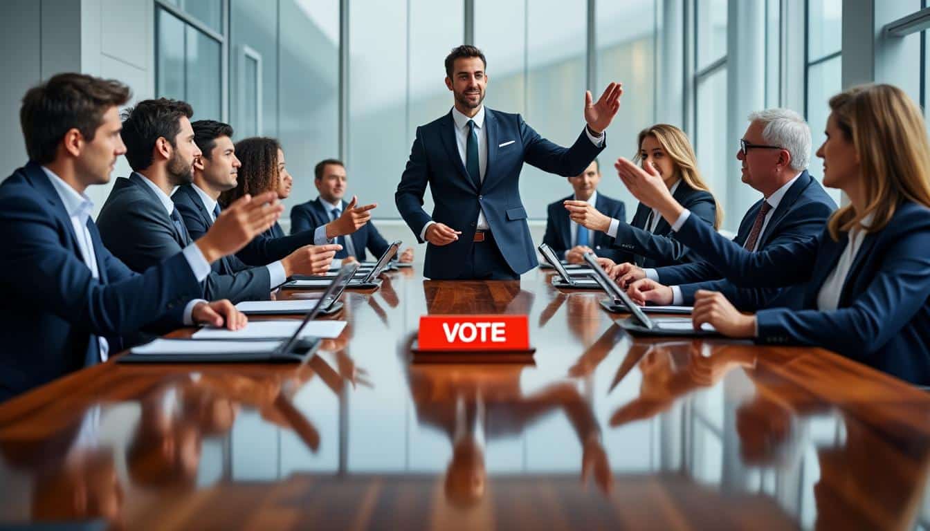 le vote des actionnaires souverains confirme et valide les décisions prises lors de l'assemblée générale, garantissant ainsi leur légitimité et leur application effective.